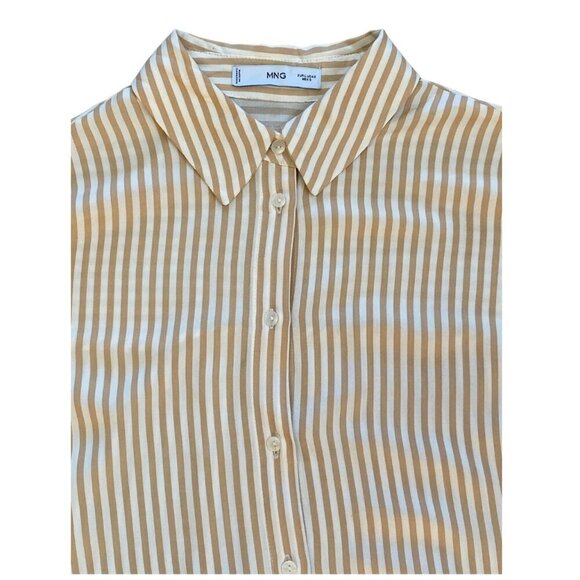 MANGO MNG STRIPED SOFT SHIRT BLOUSE FOR BUSINESS OR CASUAL OR VACATIONWEAR - Picture 6 of 6